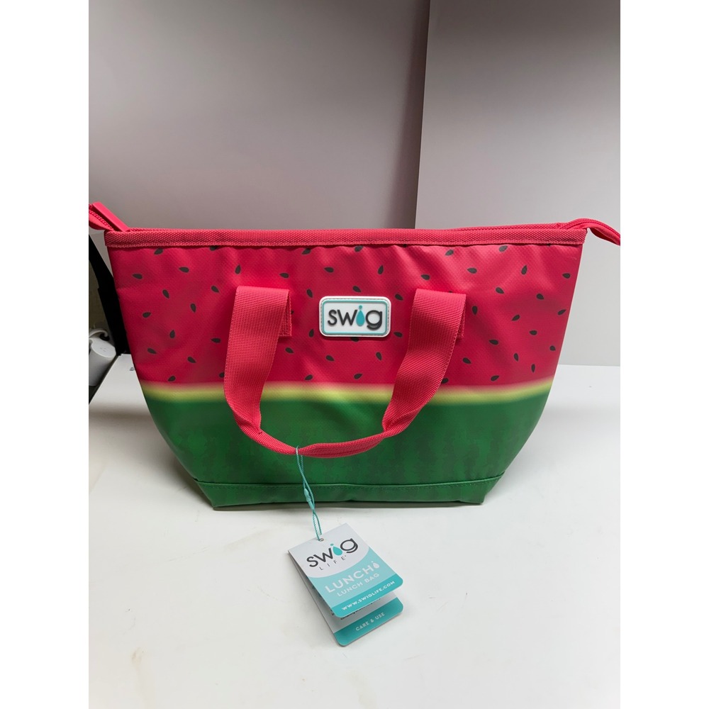 Swig Life Watermelon Print Insulated Lunch Bag Pink Green Tote NWT